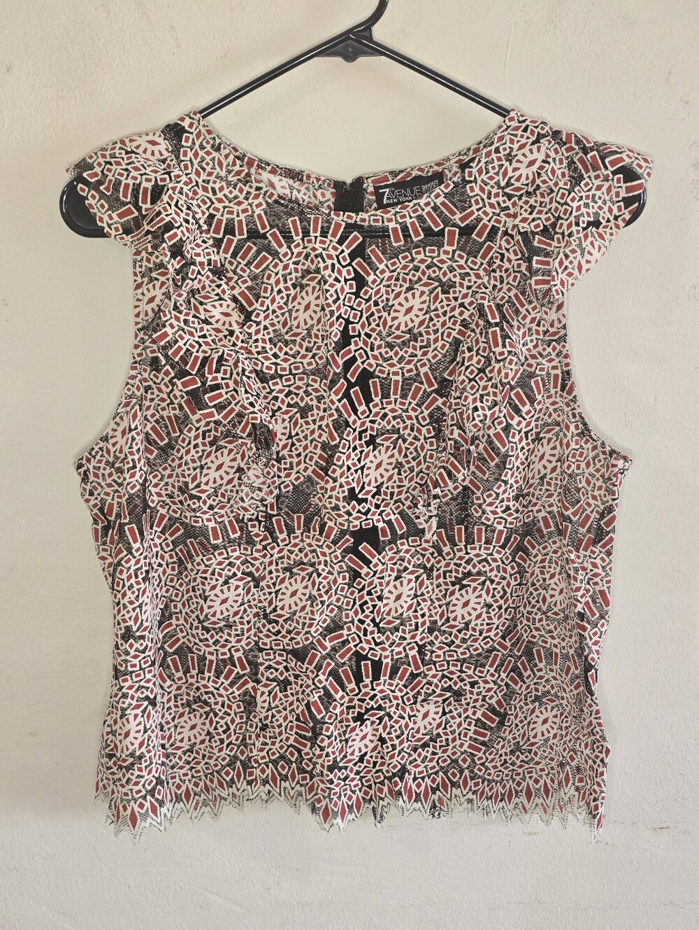 New York & Company 7th Avenue Design Studio Geometric Lace Sheer Blouse Womens M